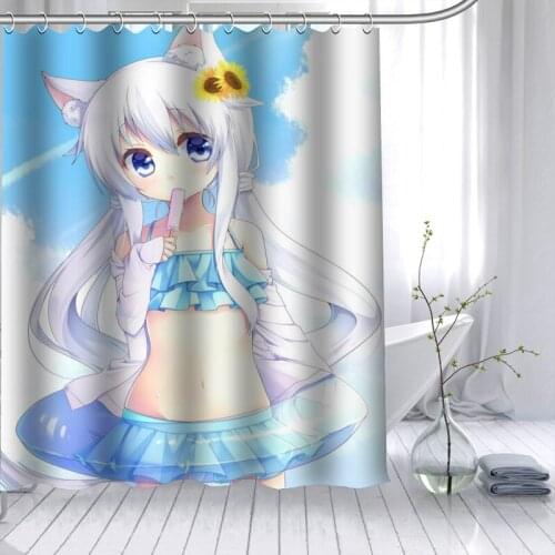 100% Polyester Fabric Custom Anime Girl Funy Shower Curtain Modern Bathroom Curtain Waterproof With Hook Bath Curtain Gift