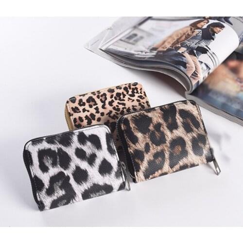 Women Short Wallets New Vintage Fashion Leopard Prints Coin Purse For Girls Clutch Bag PU Ladies Card Holder Clutch Bag