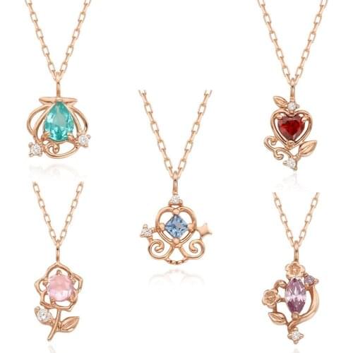 Fairy Tale Snow White Cinderella 925 Sterling Silver Necklace Pendant Earrings Bracelet Rings Jewelry Set Women Birthday Gifts