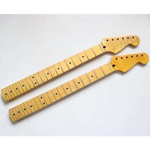 1pcs Newly upgraded ST neck retro all-in-one tiger pattern ST neck tail tuning guitar handle 21 fret old wood color