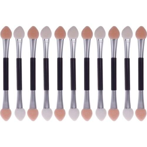 12pcs Professional Cosmetic Makeup Brushes Tools High Quality Double-end Eye Shadow Brush Eyeliner Make Up Sponge Brush #57862