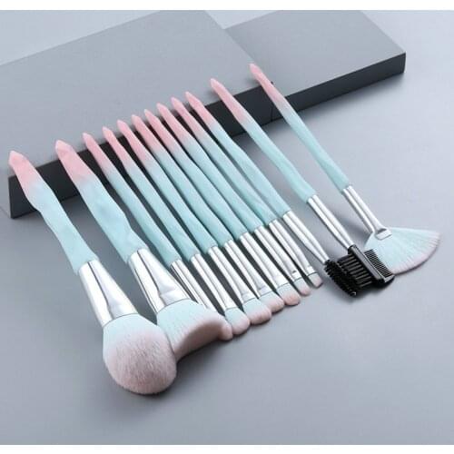15PCS Makeup Brush Crystal Handle Set Face Eye Lip Eye Shadow Eyebrow Comb Eyelash Spool Foundation Makeup Brush Beauty Tool