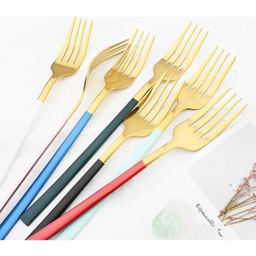 6Pcs Dessert Fork Dinnerware Set Stainless Steel Dinner Fork Cutlery Tableware Western Kitchen Silverware High Quality Flatware