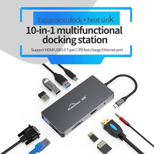 9 In 1 USB C HUB Type C To Multi USB 3.0 HUB HDMI Campitable 4k VGA RJ45 PC Lan Ethernet Adapter Dock For Type-C Docking Station