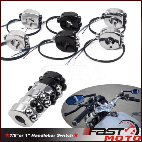 Aluminum Retro M-Switch Push Button Control Switches Wire Kit 1in 7/8in Handlebar Mount for Ducati BMW Cafe Racer Scrambler XSR