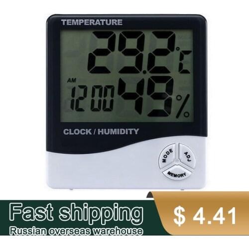 LCD Home Thermometer Electronic Digital Temperature Humidity Meter Indoor Outdoor Thermometer Hygrometer Weather Station Clock