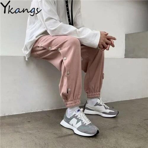 Button Joggers Women Harem Pants Harajuku Korean Elastic High Waist Sports Pants Streetwear Hip Hop Sweatpants Woman Trousers