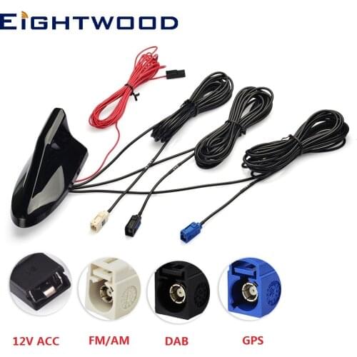 Eightwood Car Roof Shark Fin Amplified Antenna,GPS Navigation,DAB Digital Radio Tuner,Receiver Car Stereo FM/AM Radio Combined