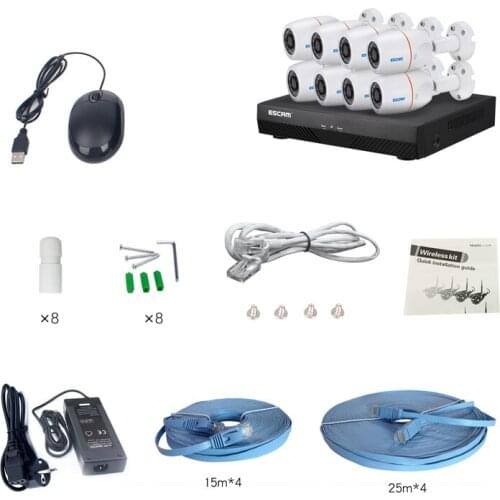 ESCAM PNK805 NVR Kits HD 1080P 8 Channel Security System Waterproof IR Camera with 1080P 8 Channel POE IP Camera NVR Kit