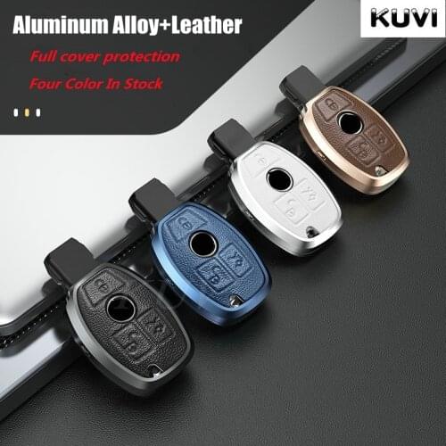 Aluminum Alloy Leather Car Key Case Cover Shell for Mercedes Benz A B C E GL S GLA GLK CLS Class AMG W204 W205 W212 W463 W176