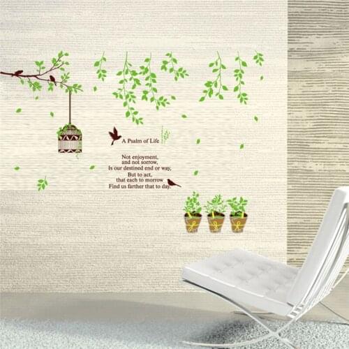 Creative Bird Cage Waterproof Wall Sticker Plants for Living Room Bedroom Background Decoration Decal Vinyl Wallpaper Home Decor