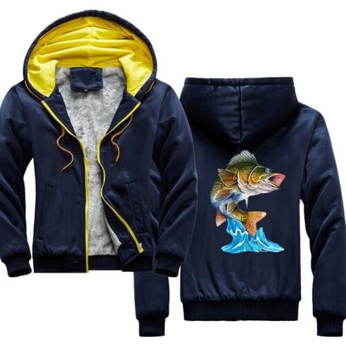 Fish New winter Fashion Hoodie Male Warm Fleece Coat Hooded Men Brand Hoodies Sweatshirts EU Size