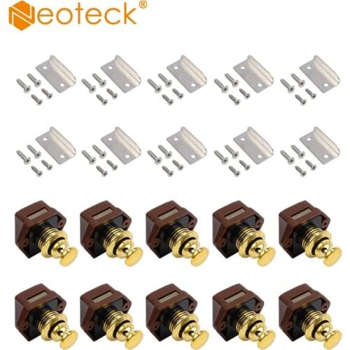 Neoteck 10 Pcs Golden Push Button Push Lock Caravan Boat Motor Home Cabinet Drawer Latch Button Locks For Furniture Hardware