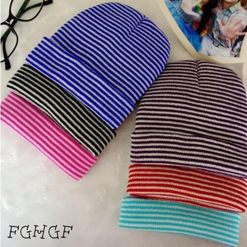 New! Stripe Spring Autumn Baby hat Knitted Warm Cotton Beanie Baby winter Hat cap For Toddler Baby Kid Girl Boy Print Baby Cap
