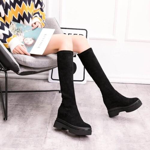 Autumn/Winter New Boots Women Over Knee Elastic Boots Wedges Thick-Soled Casual Womens Shoes Fashion High Boots 2020