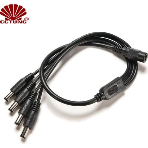 1 DC Female To 4 Male Plug Power Cord Adapter 2.1X5.5mm Connector Cable Splitter for CCTV Security Camera LED Strip Max 5A Load