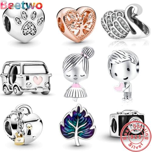 925 Sterling Silver Swan Charm Bead Pendant Fit Original Pandora Charms Bracelet Bead Women Fashion Jewelry Berloque