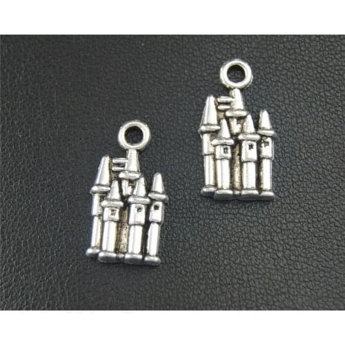 40pcs Silver Color Castle house Charm Pendant DIY Necklace Bracelet Bangle Findings 20x10mm A1803