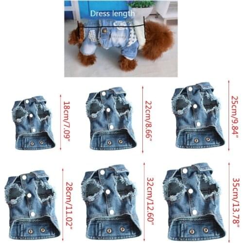 Dog Casual Denim Lapel Vest Fashion Cowboy Clothes Jacket Clothing Coat Costume M68E