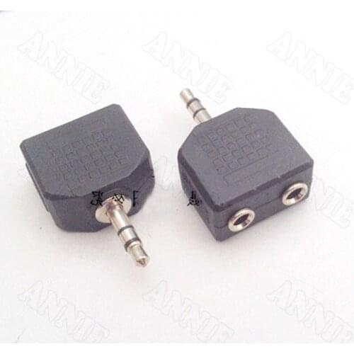 100pcs/lot Audio Converter 3.5 TRS To 3.5 Double Female Socket Couple Dual Channel To 2 Hole Jack