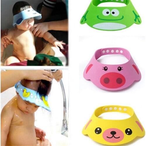 Adjustable Baby Shower Hat Toddler Kids Cartoon Shampoo Bathing Shower Cap Wash Hair Shield Direct Visor Caps For Baby Care