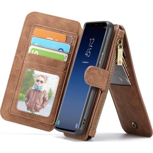 Retro Vintage Leather Case For Samsung Galaxy S8 S9 Plus S10 5G S10+ Note 8 9 10+ Magnetic Case Credit Card Zipper Wallet Cover
