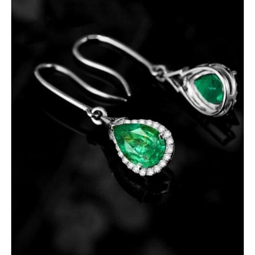 BLACK ANGEL Water Drop Shaped Luxury Green Tourmaline Emerald Gemstones 925 Silver Dangle Earrings For Women Jewelry Gifts