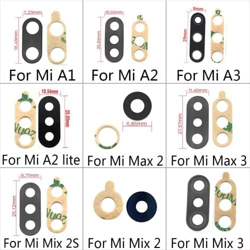 New Original Back Rear Camera Lens Glass Replacement For Xiaomi Mi A1 A2 Lite A3 Max Mix 2 3 Mix2s MiX3 Max2 Max3