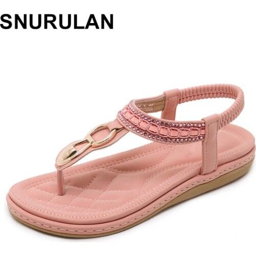 SNURULAN Simple For women flat sandals summer high quality bohemian style womens beach sandals Flip Flops Summer shoes flat