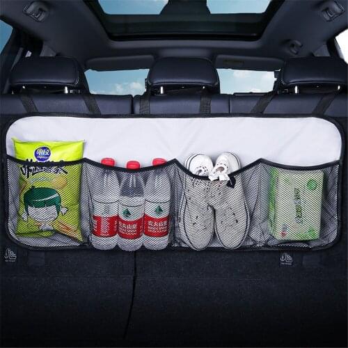 Car Rear Seat Back Trunk Bag Multi Hanging Nets Pocket Storage Bag Organizer Auto Stowing Tidying Interior Accessories Supplies