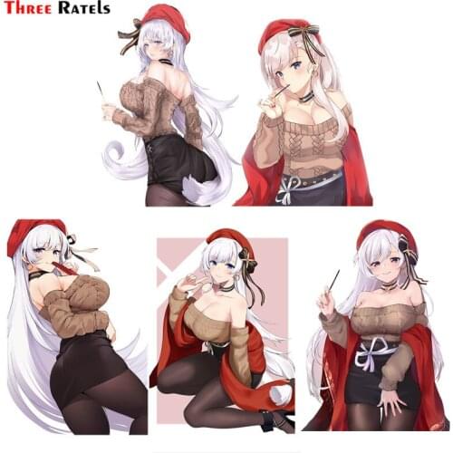 Three Ratels F75 Anime Game Sexy Girl Belfast For Azur Lane Car Windshield Sticker Laptop Decal
