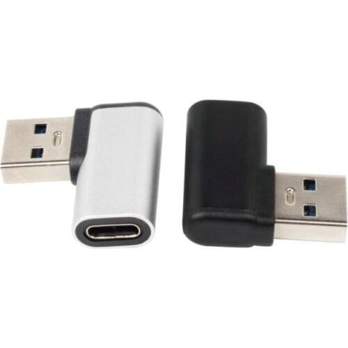 USB 3.0 Adapter Right Angle to Type C Female Connector USB3.0 90 Degree Left&Right Alloy Adaptor Black Silver