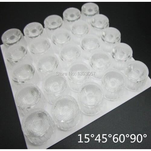 100pcs LED Waterproof Lens 15 45 60 90 Degree 1W 3W High Power LEDs Optical PMMA Lenses Holder For Wall Washer Lamp