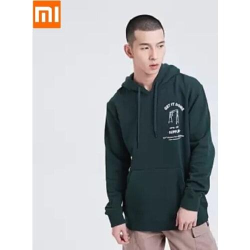 Xioami MITOWNLIFE classic men 100% Cotton hooded jack printing Long sleeve coat Sports and leisure sweatshirt