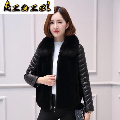Womens Real Female Sheepskin Fox Fur Collar Wool Jacket Autumn Winter Coat Women Clothes 2020 Sheep Shearling Tops