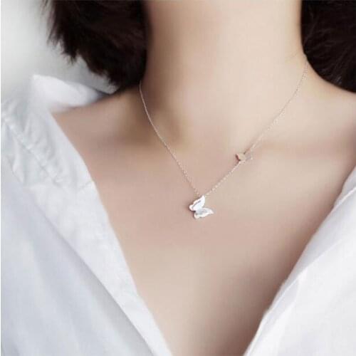 925 Sterling Silver Butterfly Clavicle Chain Necklace For Women Girl Friend Gift S-N218