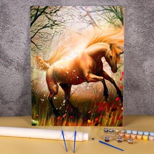 Animal Horse DIY Paint By Numbers Kit Acrylic Paints 50*70 Canvas Painting Wall Paintings For Handicraft