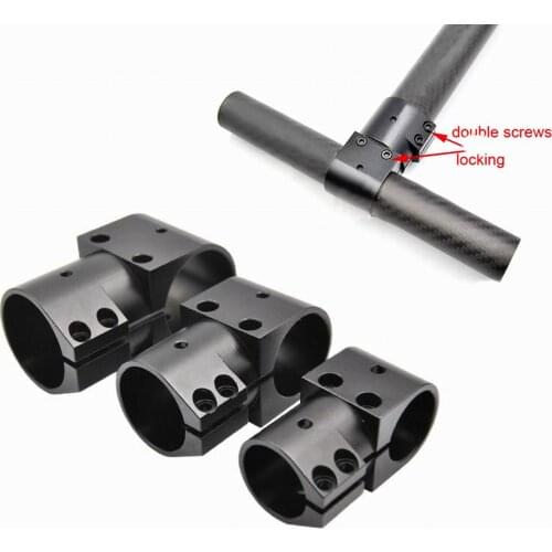 1PC Aluminum Tee Joint Series 16 20 25 30 40mm Tripod Tee Three-way Carbon Tube Fixed Seat Connector Mount for UAV Drone