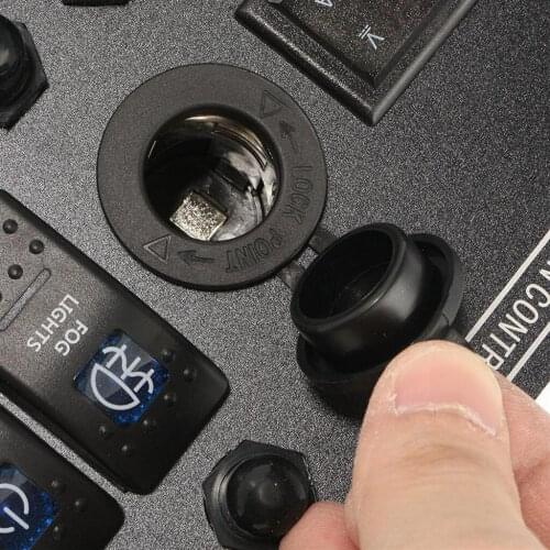 10 Gang Marine Rocker Switch Panel Waterproof with Digital Voltmeter & Cigarette Lighter Socket (Blue LED)