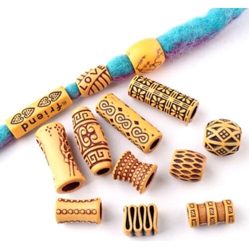 10 Pcs/set Hair Braid Dreadlocks Beads Hair Leaf Star DIY Hair Clip Hair Cuffs Dread Tube Charm Dreadlock Hair Accessories 8mm