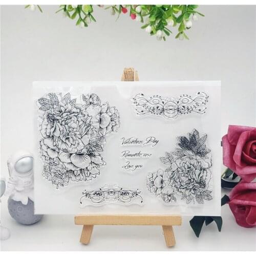 11*16CM Symmetrical Flower Transparent Clear Stamps / Silicone Seals Roller Stamp For DIY Scrapbooking Photo Album/Card Making