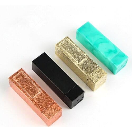 12.1mm Beauty Empty Shimmer Gold Green Rose Square Lipstick Tubes Top DIY Handmade Makeup Lips Care Lip Balm Oil Tube 20pcs/lot