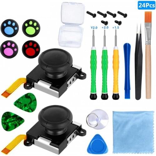 16/20/24Pcs 3D Analog Thumb Joystick Button Caps Repair Kit Easy to Install Games Accessories for NS Switch Joy-Con