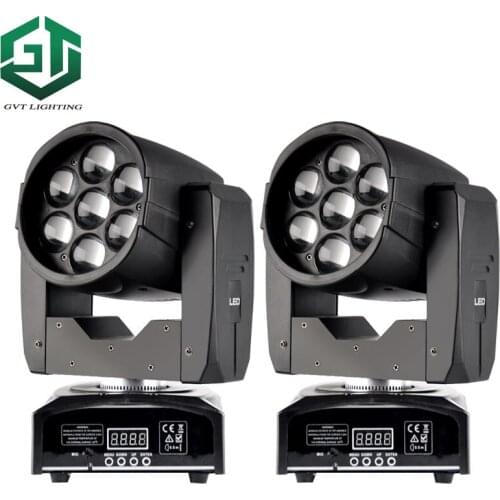 2pcs/lot 95W LED Moving Head Zoom Light Mini 7*12W High Power RGBW 4 IN1 Color Mixing DMX 16 Channel Zoom led stage lights