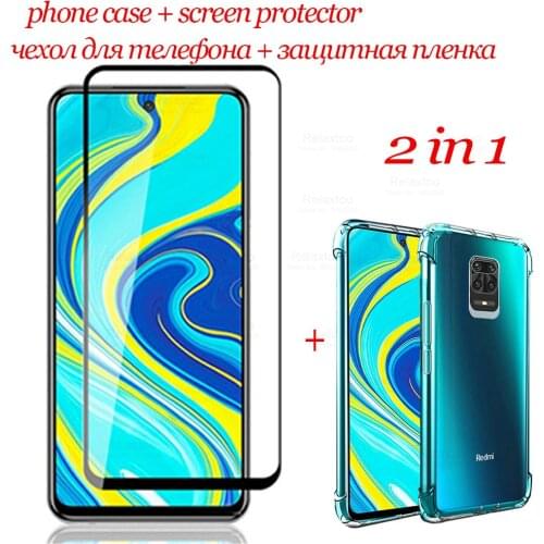 2 in 1 protector glass for xiaomi redmi Note 9 pro 9S case screen protector glass redmi 9 redme Not 9 pro 9 S protective film