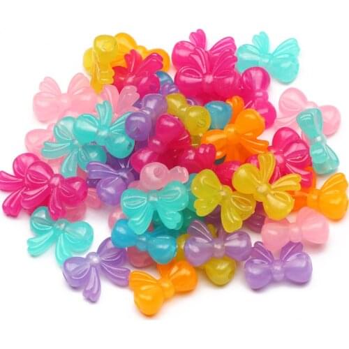 20/40/60pcs Colorful Mix Bow Shape Spacer Beads 15x20mm Acrylic Beads For Jewelry Making Diy Necklace Bracelet Accessories