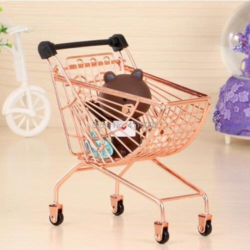 50pcs Mini Shopping Cart Toy Cart Simulation Supermarket Shopping Cart Storage Basket Home Office Desktop Organizer