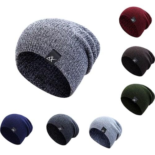 Acrylic Mixed Color Knitted Hats For Woman Unisex Winter Warm Skullies Beanies For Ladies Hip Hop Soft Caps For Boys