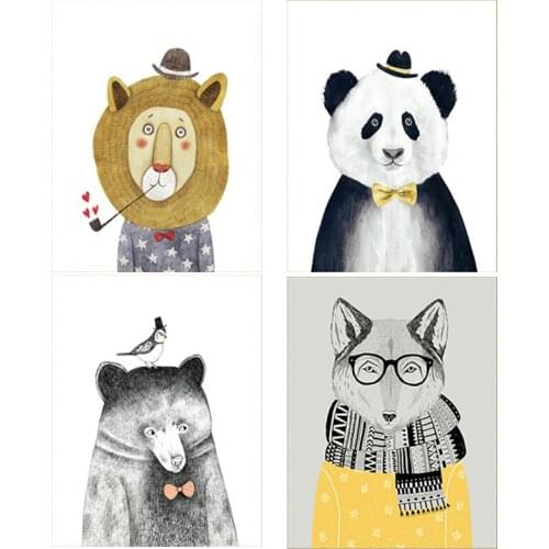 5D DIY Diamond painting Cartoon panda lion wolf bear Diamond Embroidery Full Cross Stitch Rhinestone Mosaic Home Decor Handmade