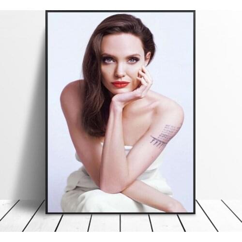 Angelina Jolie Silk Fabric Poster And Print Wall Art Picture Painting Home Decor